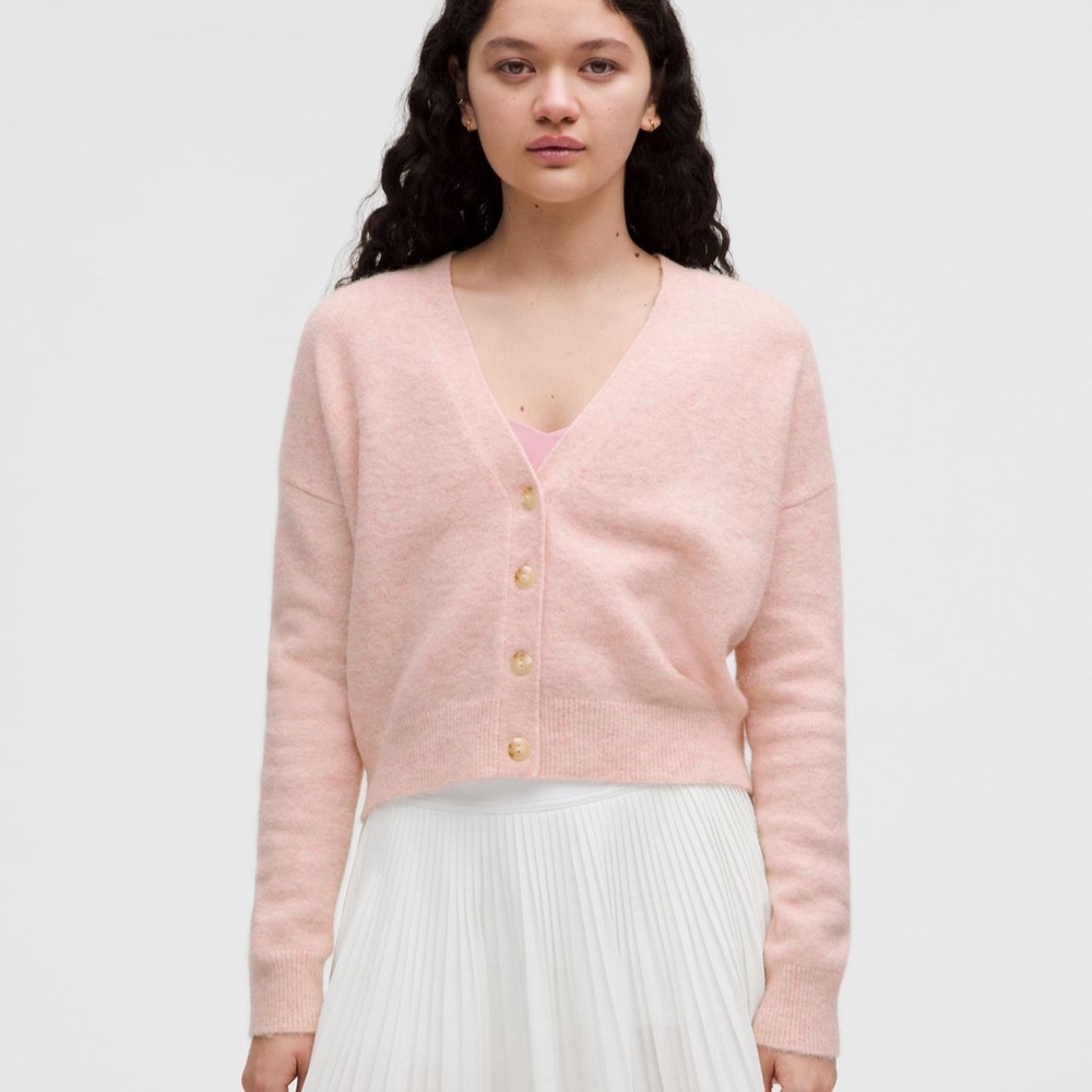 NWT Lululemon Alpaca Wool-Blend Cardigan Sweater in Pink Mist Size S
